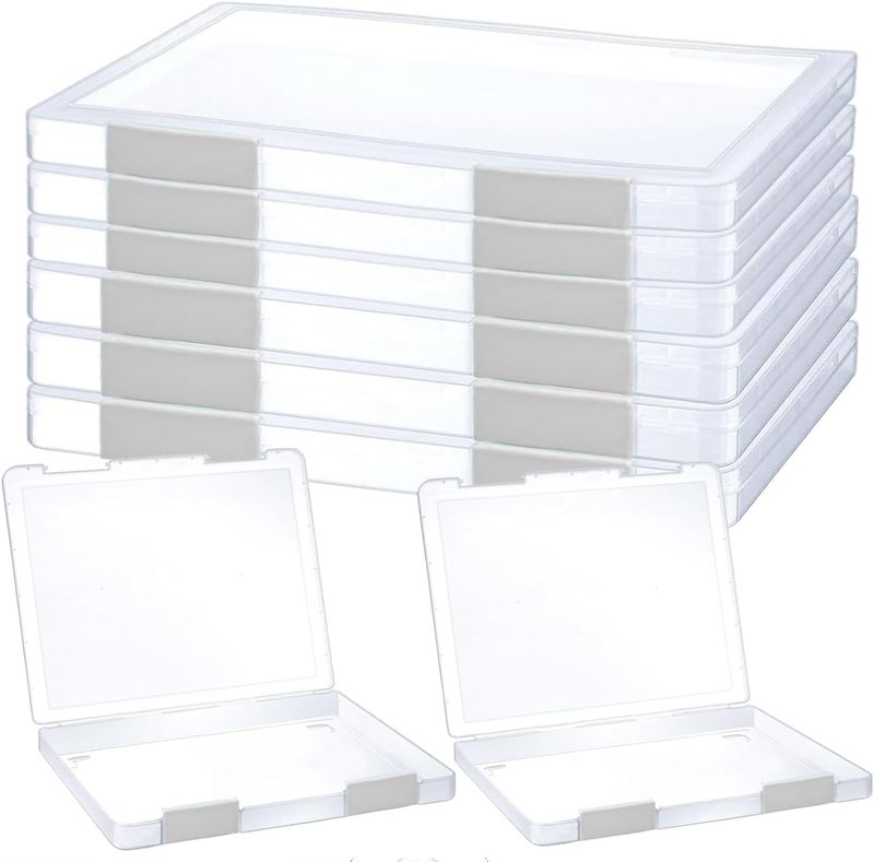 LonlyEagle 6 Pcs Clear A4 File Portable Project Case, Plastic Storage Box for 8.5" x 11" Letter Paper, Scrapbook Paper Storage Boxes Documents Magazines Holder - Image 1